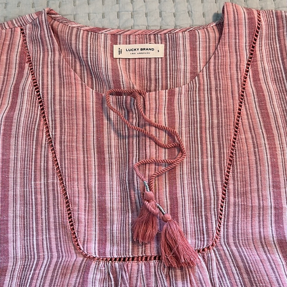Lucky Brand pink short sleeve blouse oversized size small. New with tags - Picture 2 of 6
